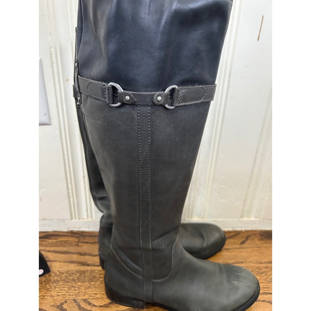 ClarksTopeka Dark Grey Leather Equestrian Style Urban Winter Boots Womens 7.5 M